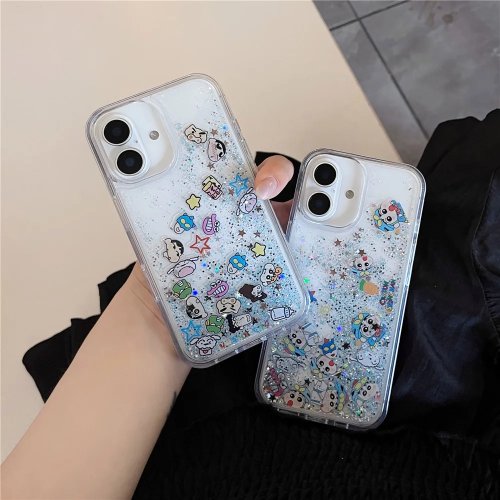 Смішний аніме-чохол Crayon Shin-chan для Apple iPhone 13 14 15 16 17 Pro Max, чохол з рідким піском (liquid sand)