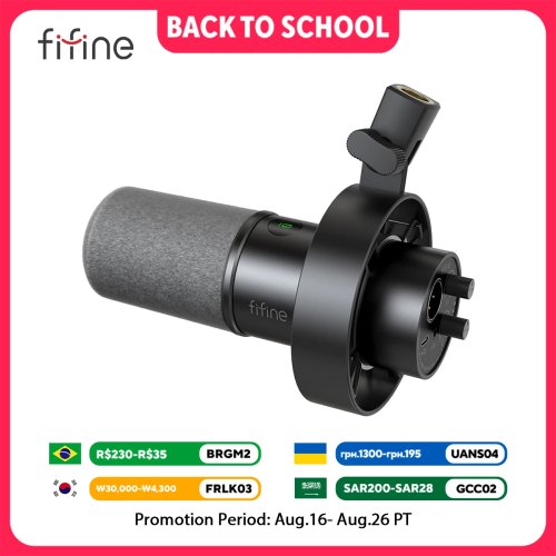 FIFINE USB/XLR 다이나믹 마이크, 쇼크 마운트, 터치 음소거, 헤드폰 잭 및 볼륨 조절, PC 또는 사운드 카드 녹음용 - K688