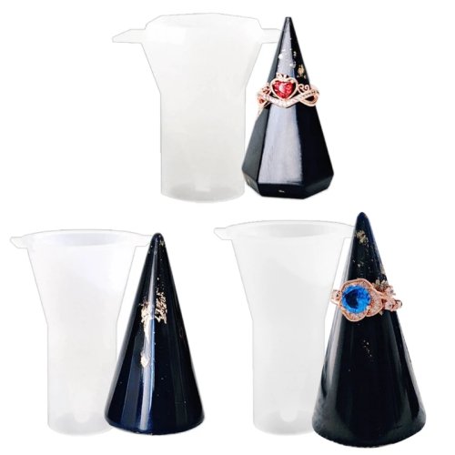 Molde de Silicona en Forma de Cono para Portaanillos para Resina Epoxi y Joyería