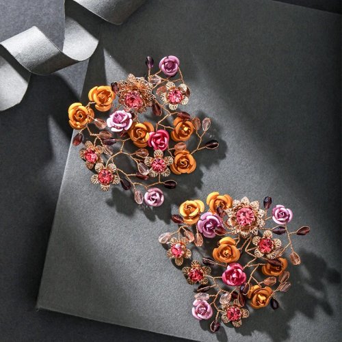 Aretes de Flores Pastorales para Mujer - Aretes de Tachuela con Racimo Floral Lindos y Elegantes con Diseño Juguetón