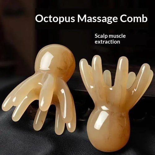 2 stuks Octopus hoofdmassagekam van hars - Gua Sha meridiaan schraper voor hoofdmassage