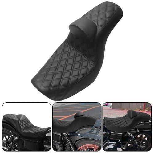 Passagierszadel met rugleuning voor Harley Dyna Fat Bob Low Rider Street Bob Super Glide FLD Wide Glide 2006-2017 Zwart