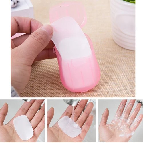 20 Disposable Scented Soap Paper Sheets for Travel & Hand Washing
