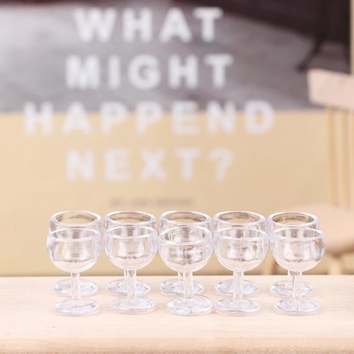 10個入り ドールハウス用ミニチュア赤ワイングラス 1/12スケール キッチン家具アクセサリー 子供向けごっこ遊びおもちゃ