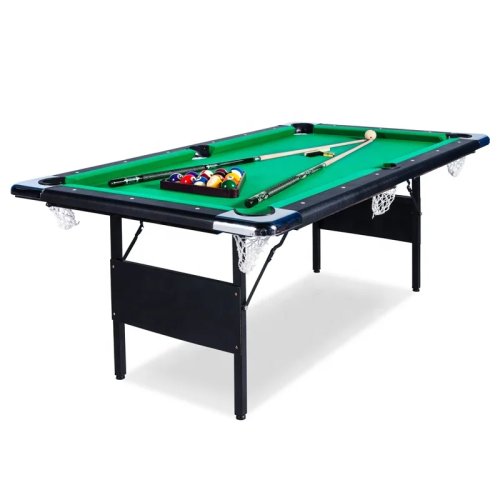 Mesa de Billar de MDF 6 pies con patas de hierro plegables, mesa de snooker pequeña