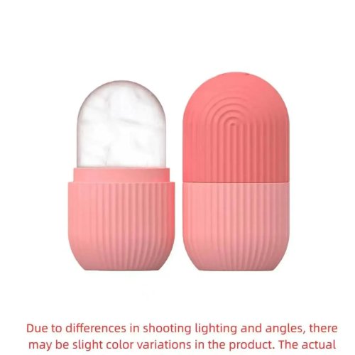 Gradient Pink Silicone Ice Facial Massager, Reusable Cooling Roller for Puffiness, Travel Beauty Tool