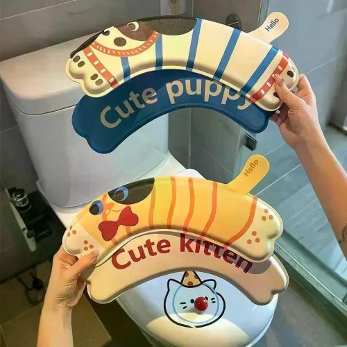 Sarung Dudukan Toilet Kartun, Bantalan Lembut Hangat untuk Tutup Toilet, Perlengkapan Kamar Mandi Set