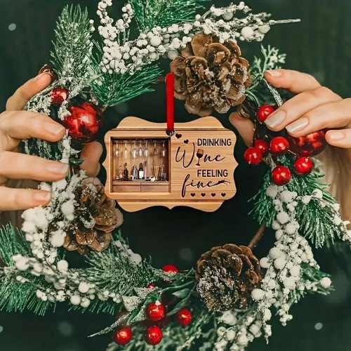 Adorno colgante de copa de vino de acrílico para árbol de Navidad