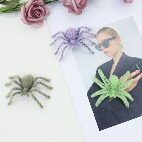 Araña negra realista con pelusa – Decoración divertida de Halloween, araña de plástico 3D para fiesta