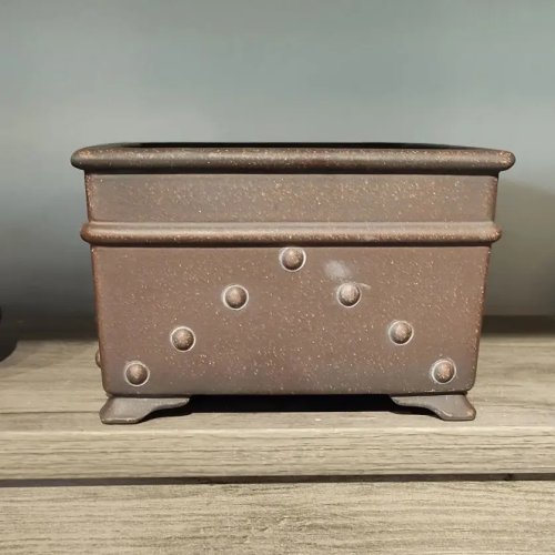 Maceta para bonsái de barro Yixing de alta calidad, forma de tambor cuadrada