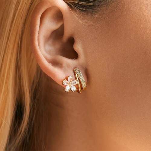 Boucles d'oreilles à fleurs en cristal coloré de luxe pour femme, zirconium cubique, bijoux élégants pour mariage et fête, cadeau de la Saint-Valentin