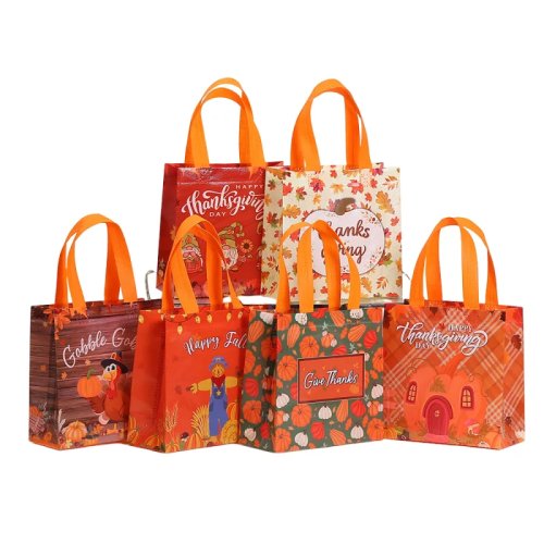 Borsa shopper in tessuto non tessuto per il Ringraziamento, 20x20x9 cm, per donna, sacchetto regalo per caramelle, decorazione per feste, borsa per la spesa, organizzazione domestica