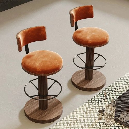 Kursi Bar Velvet dengan Sandaran Tangan dan Sandaran Punggung - Kursi Makan Minimalis Elegan