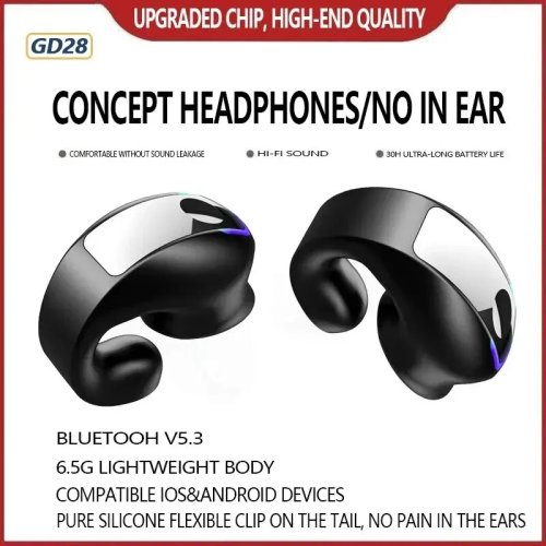 Headset Bluetooth com clip, condução óssea, à prova de água, mono para negócios (GD28)