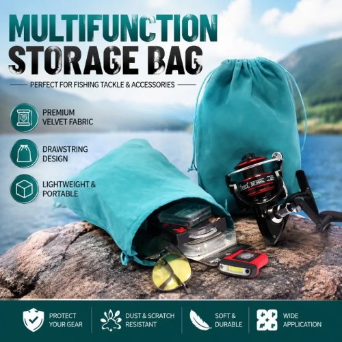Fishing Reel Storage Bag - Portable Drawstring Reel Protector