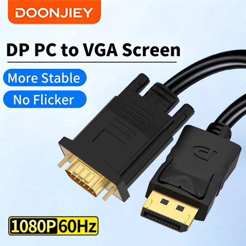 كابل DOONJIEY DP إلى VGA 1.8 متر، محول DisplayPort إلى VGA 1080P للشاشة/بروجيكتور