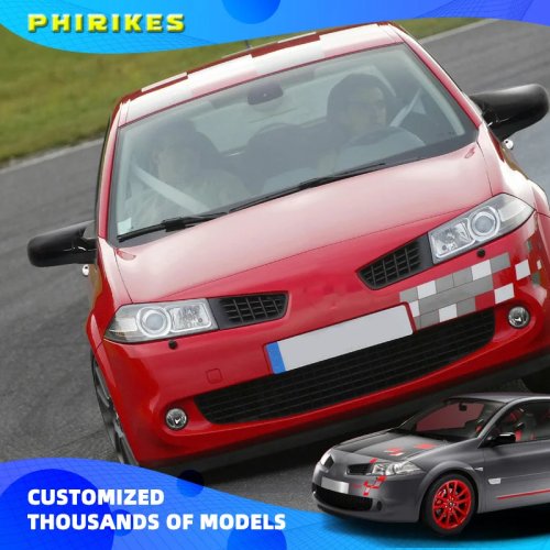 ルノー メガーヌ2 MK2 (2002-2009) 用 ドアミラーカバー グロスブラック/カーボンファイバー