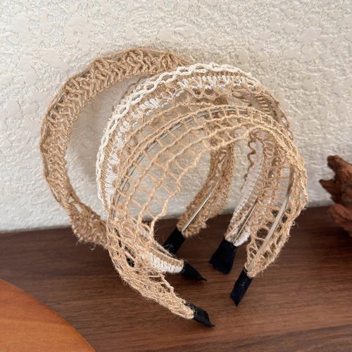 Fita para cabelo de algodão e linho para mulher, estilo boémio, praia, acessório retro