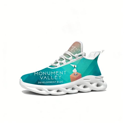Sepatu Sneakers Monument Valley - Sepatu Lari Unisex dengan Desain Game Kartun, Tali Custom