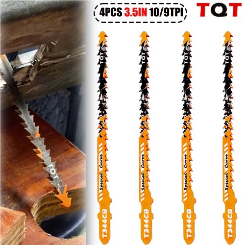 Jeu de Lames de Scie Sauteuse T344CB 10/9 TPI double face pour coupes courbes dans le bois et le plastique – pour bricolage et menuisiers