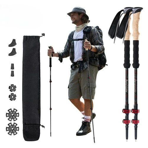 Bastones de Senderismo 2 Unidades, Ligeros y Plegables Telescópicos para Caminar y Escalar