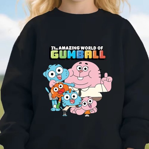 Sweat à capuche enfant garçon fille avec imprimé Gumball, polaire, automne