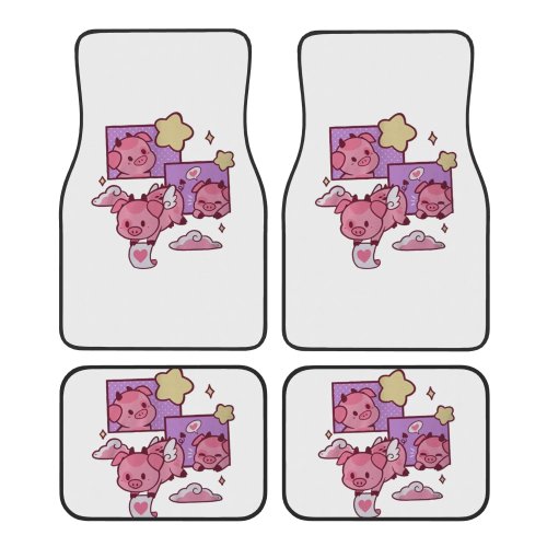 พรมปูพื้นรถ Hazbin Hotel Fat Nugget Valentine 4 ชิ้น ผ้ากำมะหยี่คริสตัล อเนกประสงค์ หน้า หลัง