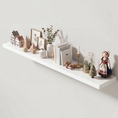 Kệ treo tường nổi trắng 72 inch, gỗ, kệ lưu trữ và trưng bày cho phòng tắm, phòng ngủ, phòng khách, nhà bếp, văn phòng, trang trí nhà cửa