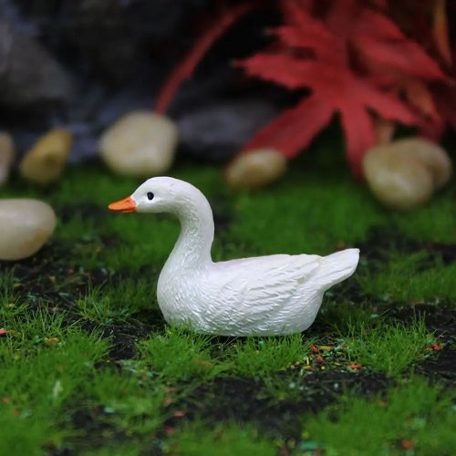 Estátua de Pato Mini Criativa e Fofa, Artesanato em Resina, Ornamento de Pato Branco para Decoração de Micro Paisagem de Jardim