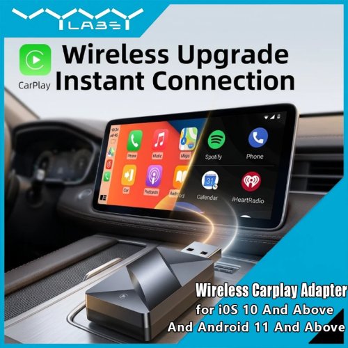 Adaptor CarPlay Nirkabel Vyvylabs untuk iPhone – Ubah Wired CarPlay ke Nirkabel, Plug-and-Play, Mendukung USB/USB-C