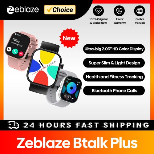 Jam Tangan Pintar Zeblaze Btalk Plus Baru dengan Panggilan Suara, Layar Warna HD 2.03\", Pelacak Kesehatan dan Kebugaran untuk Pria dan Wanita