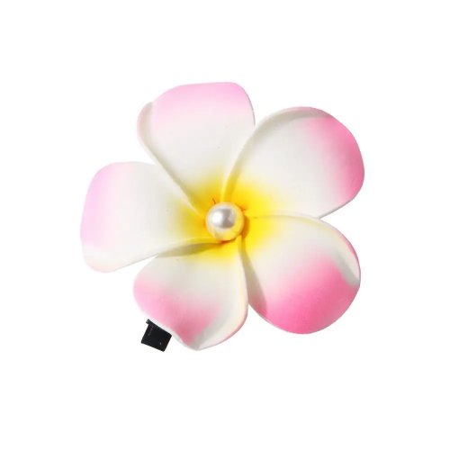 Presa de cabelo flor de frangipani, tamanho médio, gradiente de cor, clipe de bico de pato para meninas, acessório de cabelo de férias
