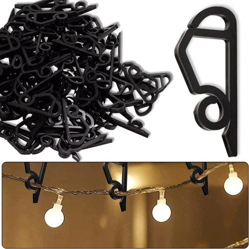 Dachrinnen-Haken für Weihnachtsbeleuchtung, wetterfeste Clips für Lichterketten, Kabelhalter, Weihnachtsdekoration