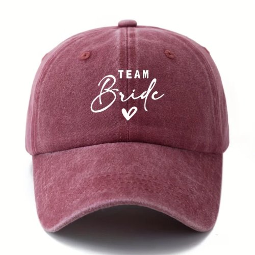 Unisex Fashion Baseball Cap mit Druck, Bride Team Cap mit gebogenem Schirm, Leichtes Outdoor-Visier für Reisen und Camping