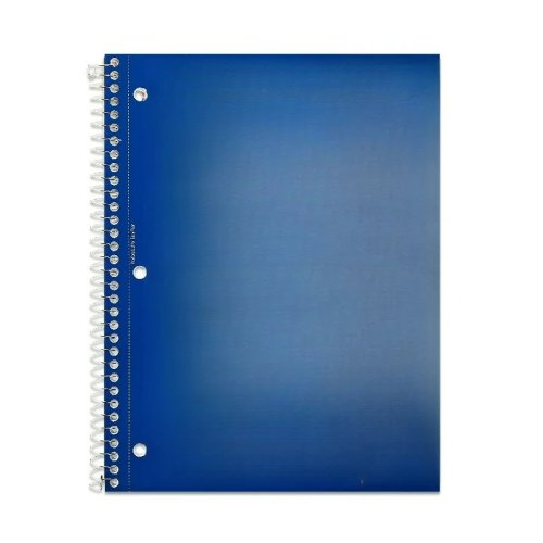 Caderno espiral 3 disciplinas, pauta larga, azul, 10.5 x 8 polegadas, 120 páginas