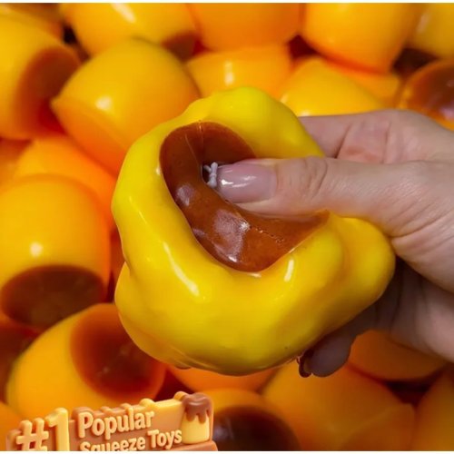 Bola Squishy con Forma de Pudín de Caramelo Crujiente, Hecha a Mano, Juguete Antiestrés Portátil, Accesorio de Escritorio Tierno