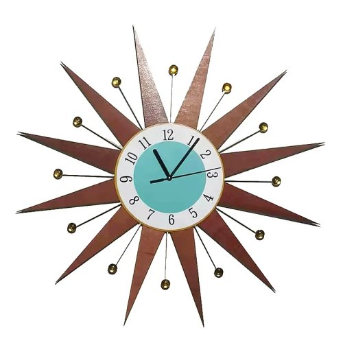 Modern Nordic Sunburst Wall Clock, Large Silent Art Decor for Living Room