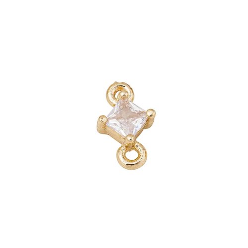 Pendentif rond en zircon serti de quatre griffes, plaqué or 14K, accessoire de bijouterie DIY, breloque pour boucle d'oreille