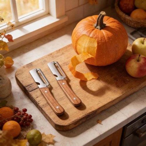 2 Pièces Éplucheur de Fruits Multifonction en Acier Inoxydable Épaissi pour Cuisine, Lame Ultra Tranchante avec Manche en Bois et Ouvre-bouteille, Pour Légumes ou Fruits à éplucher