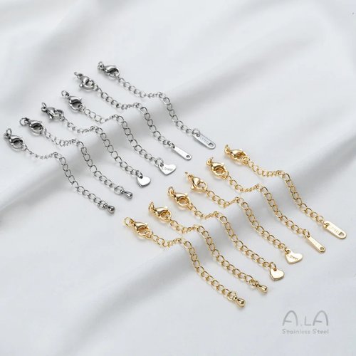 High Titanium Steel Stainless Steel Extension Chain, Love Water Drop Tail Chain for DIY Bracelet Necklace Jewelry
