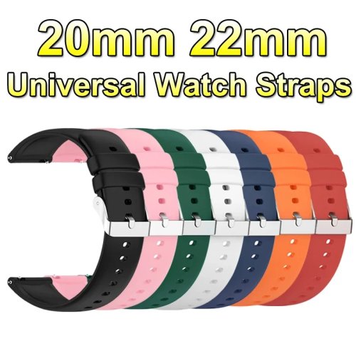 Cinturino universale per orologio in silicone 22mm 20mm a sgancio rapido, banda in gomma morbida per smartwatch Huawei Samsung Xiaomi Amazfit