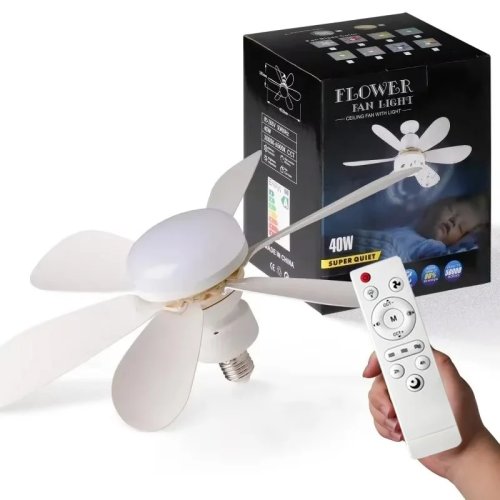 E27 Plafondventilator met licht, afstandsbediening, LED 30W, dimbaar, voor woonkamer, studeerkamer en thuis (85-265V)