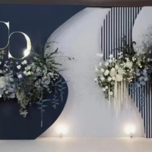 خلفية زفاف FSDKX بأضواء LED، شكل مموج من البولي فينيل كلوريد الأبيض، حامل قوس ثلاثي الأبعاد
