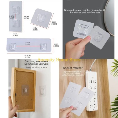 Set da 2 Ganci Adesivi Resistenti, Ganci Appiccicosi senza Trapano per Casa, Cucina, Dormitorio, Supporto per Router e Presa