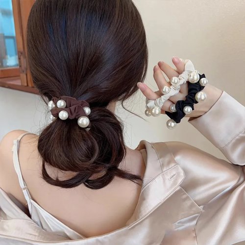 Fascia per capelli con perle elegante, cerchietto semplice, elastico per coda di cavallo di alta qualità, accessorio per capelli da donna