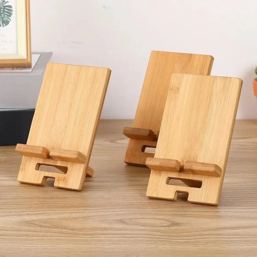 Soporte para móvil de bambú | Stand de carga multifuncional para escritorio