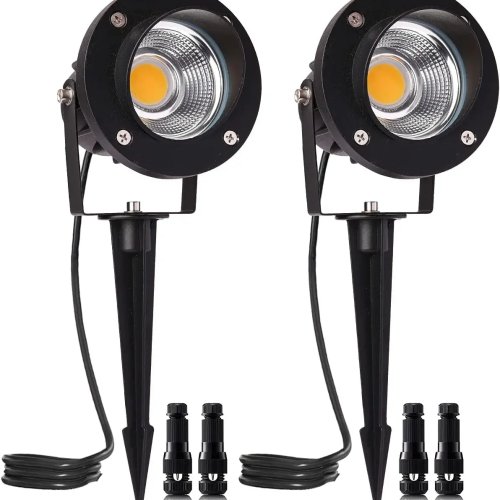 Faretto LED 18W Bassa Tensione 12V-24V Impermeabile per Giardino con Piolo a Terra, Illuminazione da Paesaggio per Cortile, Albero e Bandiera - Confezione da 2