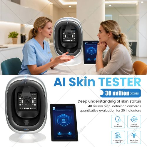 AISA O1 Pro Analizador de Piel Facial 15.6" Máquina de Diagnóstico 3D IA, Probador y Escáner Profesional con Impresión de Informes