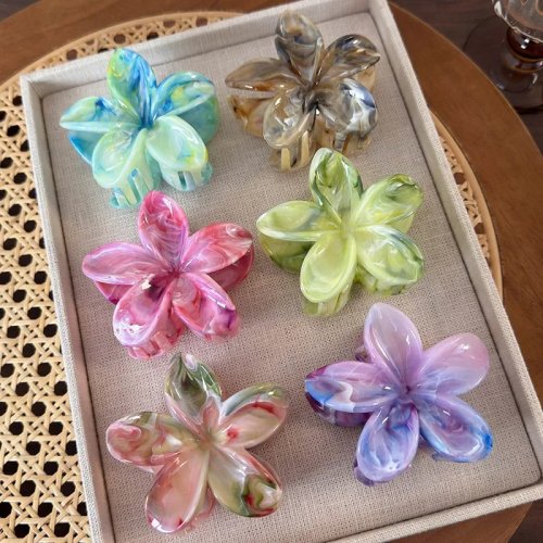 Pinza de pelo de flor para mujer, pinzas de pelo de moda, pinza de cangrejo, horquillas para niñas, accesorios de pelo de verano, horquilla de tiburón, 1 unidad