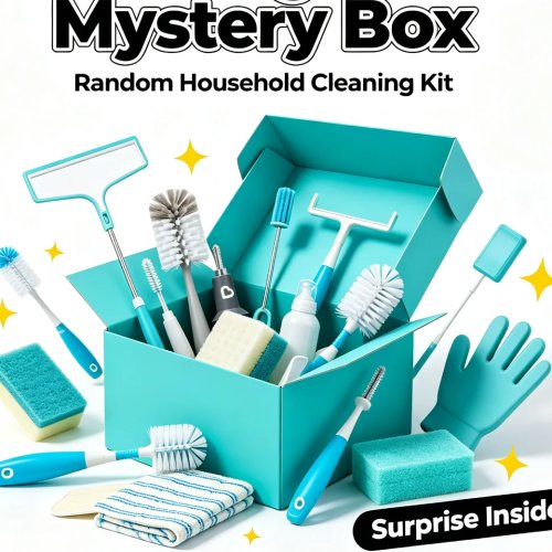Küchen-Reinigung Mystery Box – Zufällige Flaschenbürste, Scheuerschwamm, Staubwedel-Nachfüllung, Reinigungstuch & Spül-Zubehör Überraschungsbox